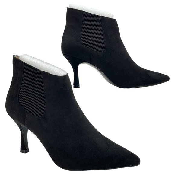 Journee Collection Elitta Black Microsuede Fabric Womens Ankle Booties size 8.5M - Picture 6 of 15